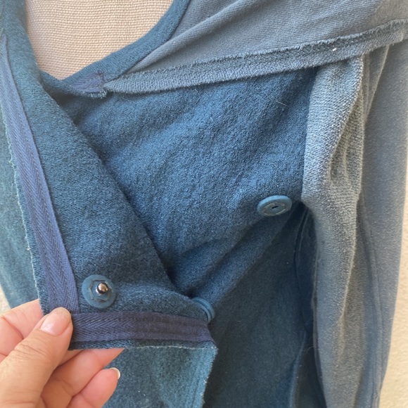 Free People teal wool blended waterfall wrap hoodie zippered front chic jacket - Picture 8 of 16